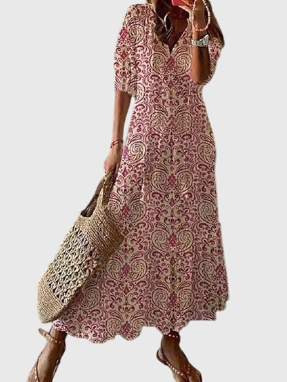 vintage summer dress Women's Boho Vintage Summer Dress V Neck Lightweight Breezy Casual Fit – The Hills Nashville