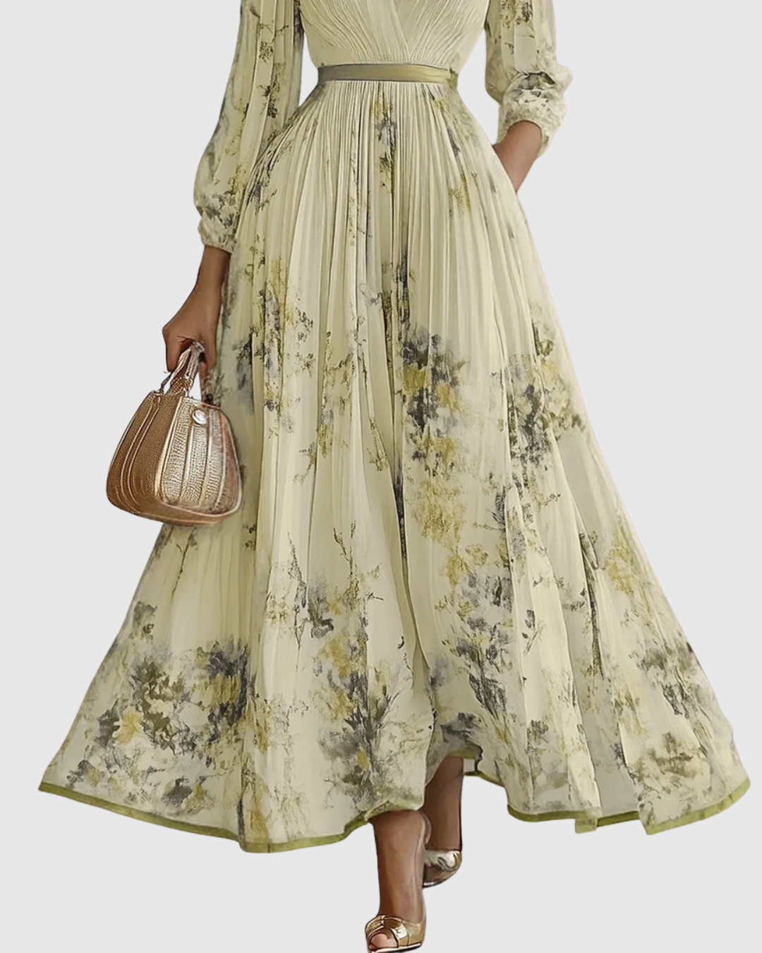 long sleeve pleated maxi dress Petal and Pup Women's Hilary Pleated Maxi Dress