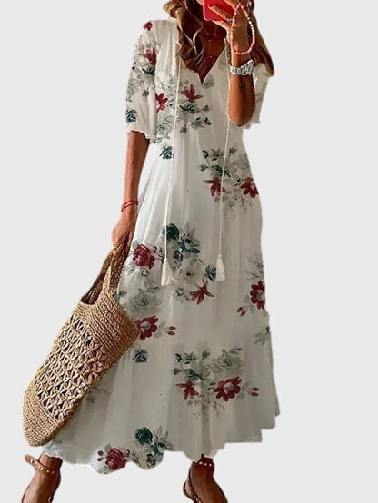 boho vintage maxi dress Earthy Solstice Boho Bell Sleeve Maxi Dress Regular main image 0