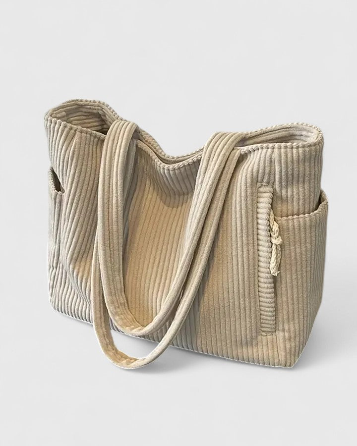 Liorane | Luxurious Ribbed Tote Bag With Cord Detail