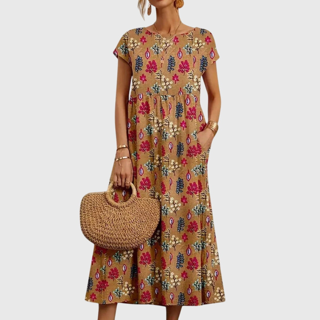 valencia floral cotton maxi dress Valencia Floral Dress Navy / M