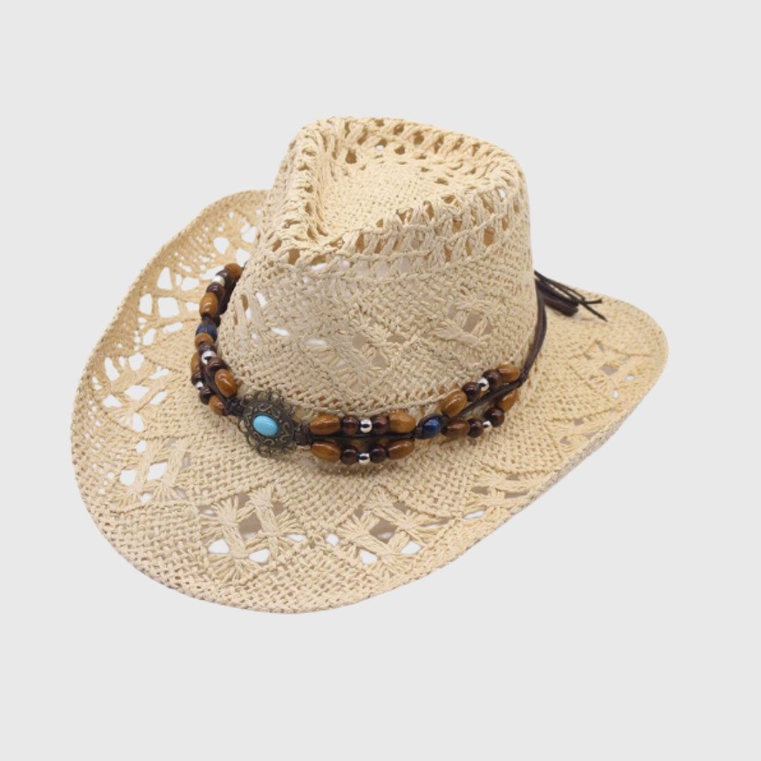 Aurelin | Wide-Brim Cowboy Hat with Decorative Band for Summer