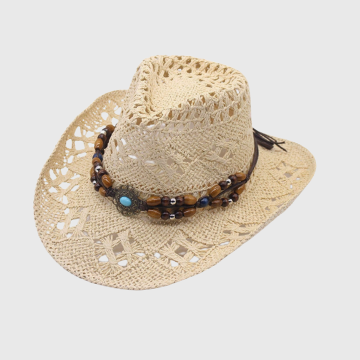 Aurelin | Wide-Brim Cowboy Hat with Decorative Band for Summer
