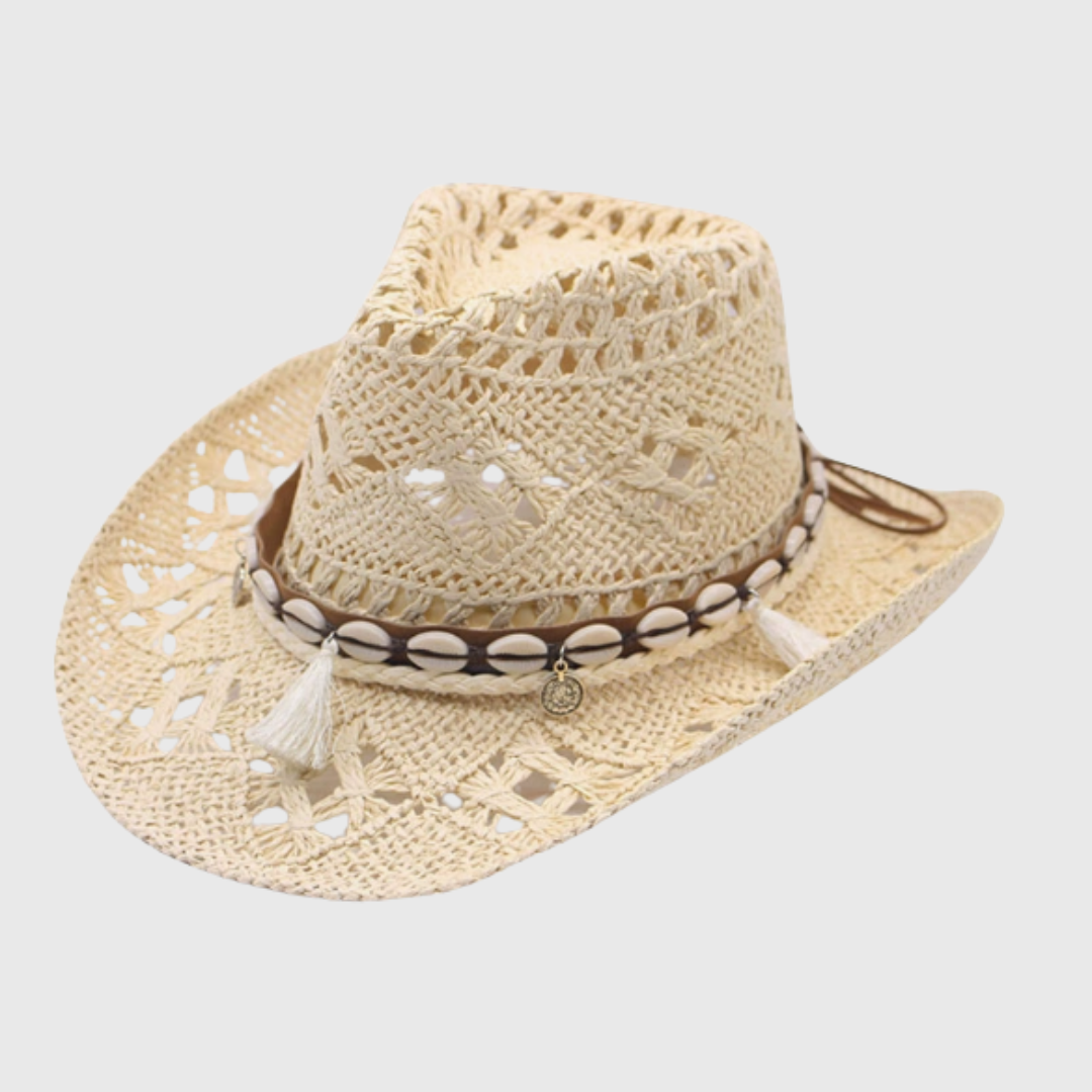 Aurelin | Wide-Brim Cowboy Hat with Decorative Band for Summer