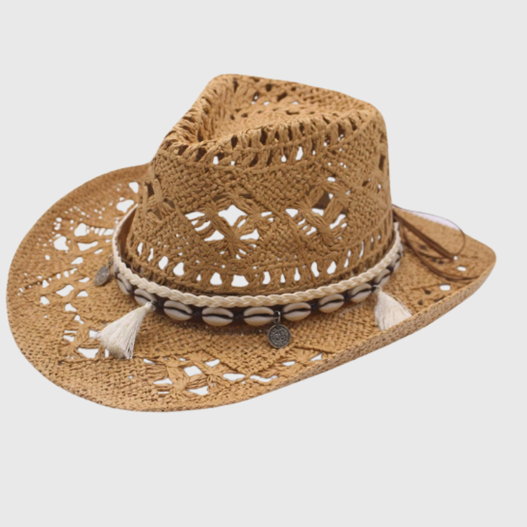 Aurelin | Wide-Brim Cowboy Hat with Decorative Band for Summer