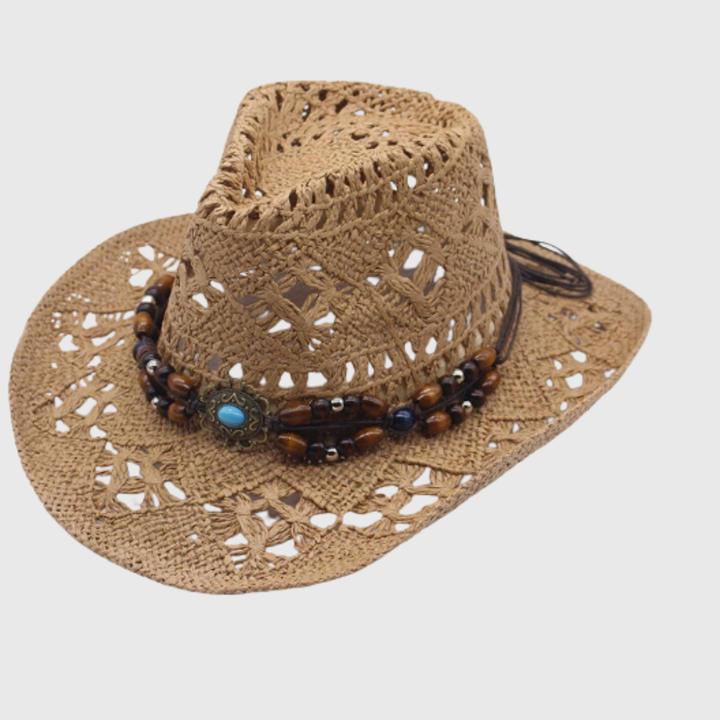 Aurelin | Wide-Brim Cowboy Hat with Decorative Band for Summer