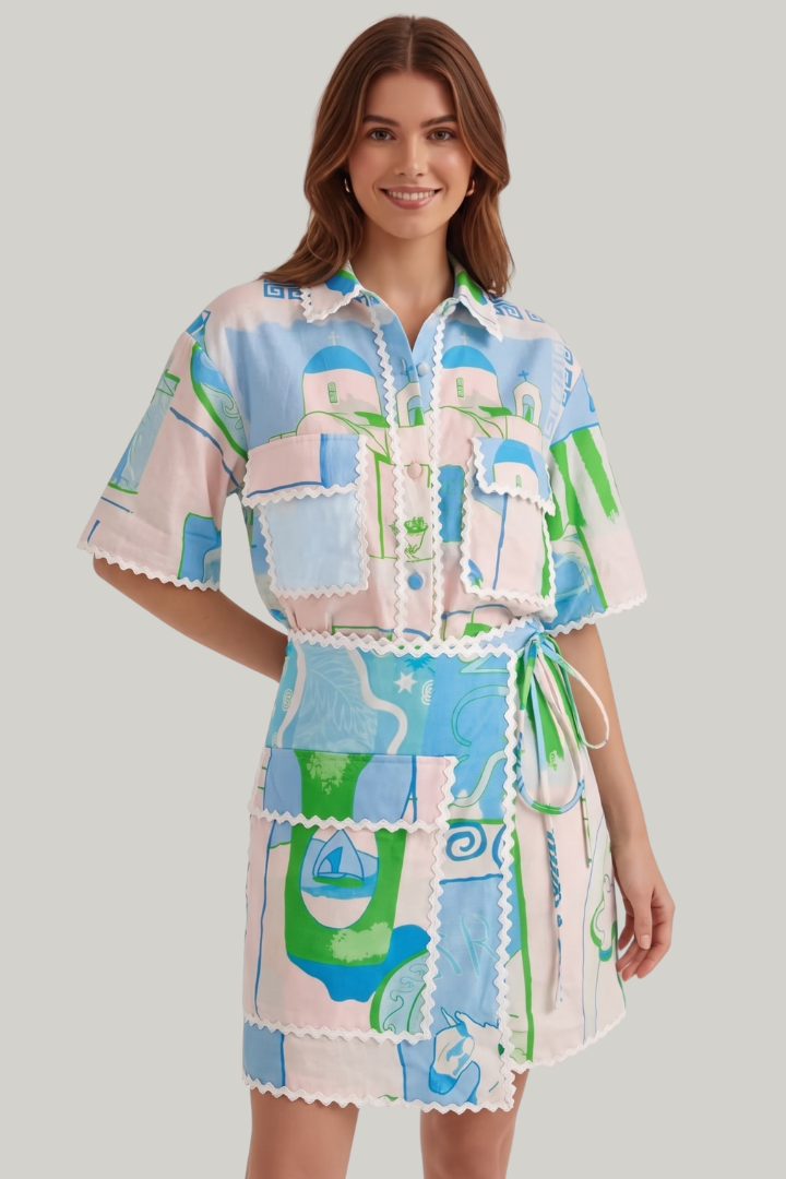 Harper | Women’s Patchwork Two Piece Set Shorts