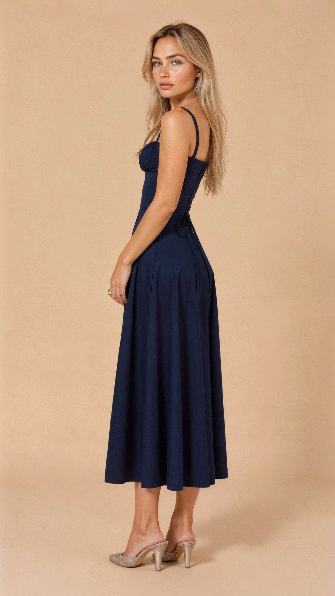 Amelia | Floral Corset Midi Dress Sweetheart Neckline