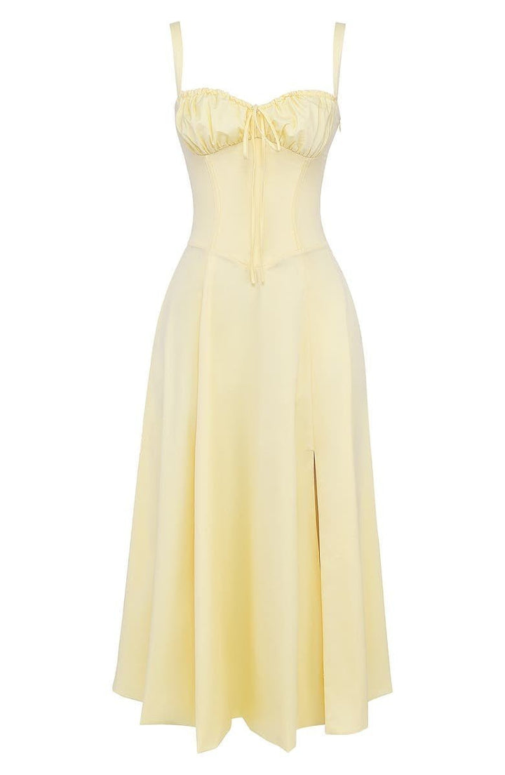 Amelia | Floral Corset Midi Dress Sweetheart Neckline