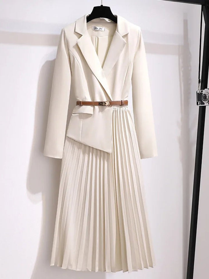 Grace | Midi Dress Blazer Style Belted Pleated