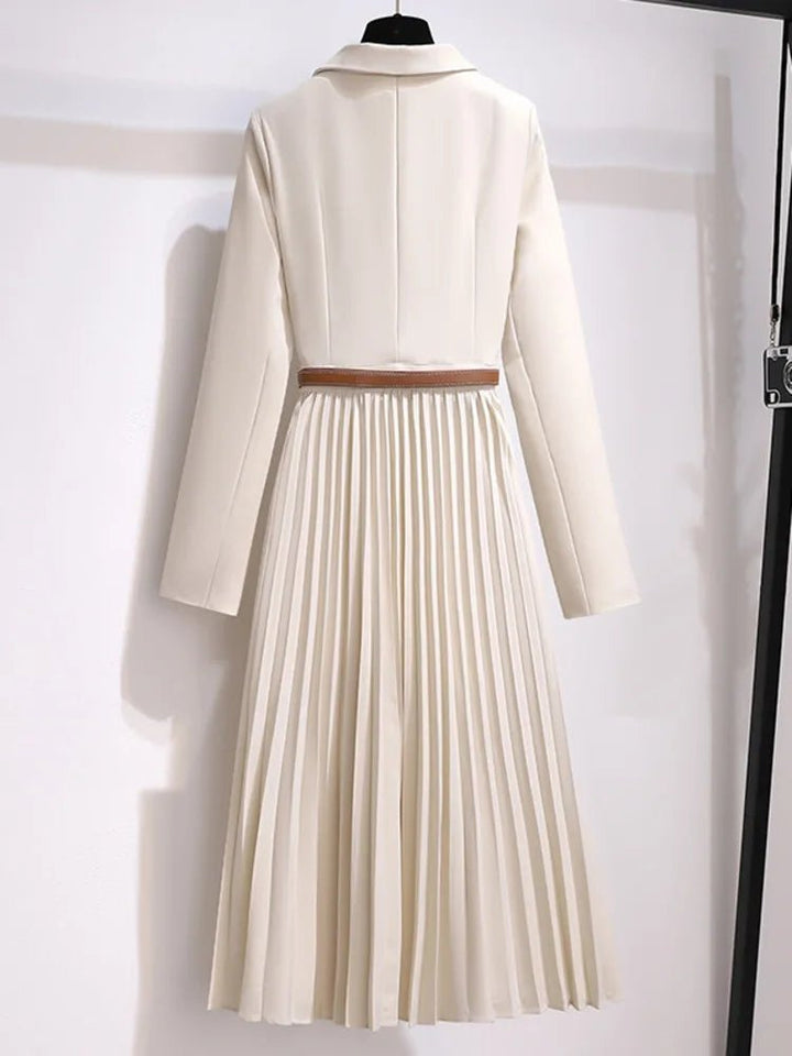 Grace | Midi Dress Blazer Style Belted Pleated