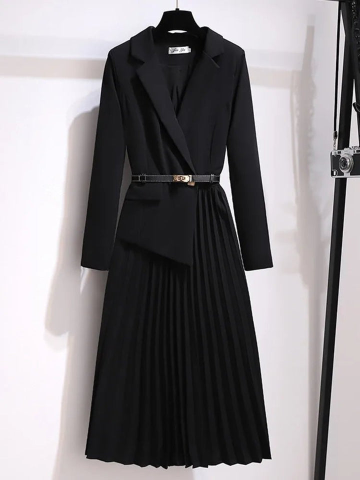 Grace | Midi Dress Blazer Style Belted Pleated